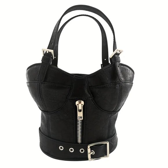 Chic Sexy Corset-Style Small Bucket Handbag Punk Purse with Bold Personality - Picture 4 of 10